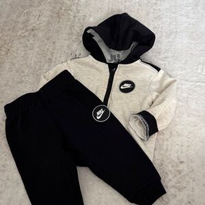 Nike Infant Black and Cream Tracksuit